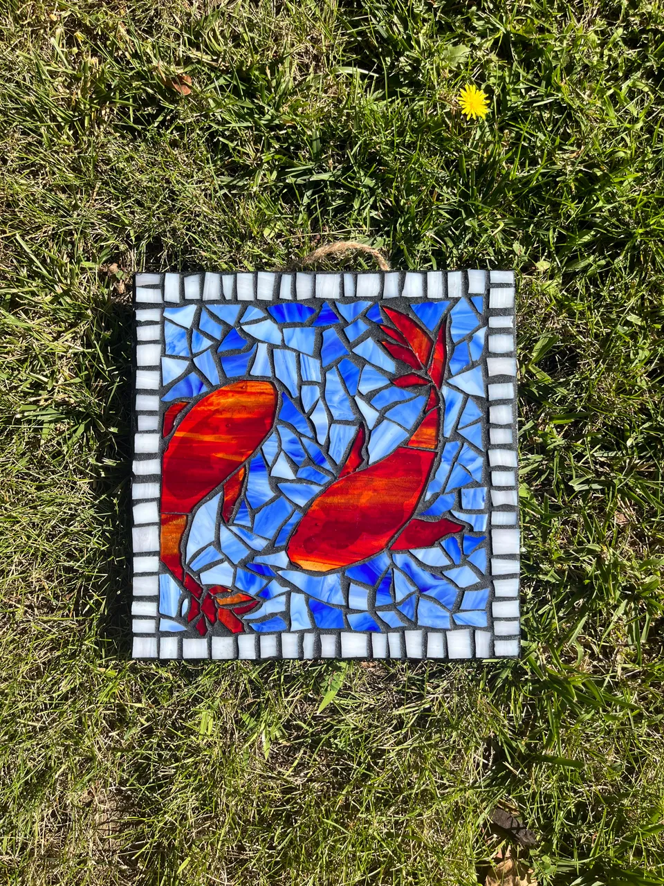 Koi Fish — stained glass mosaic panel